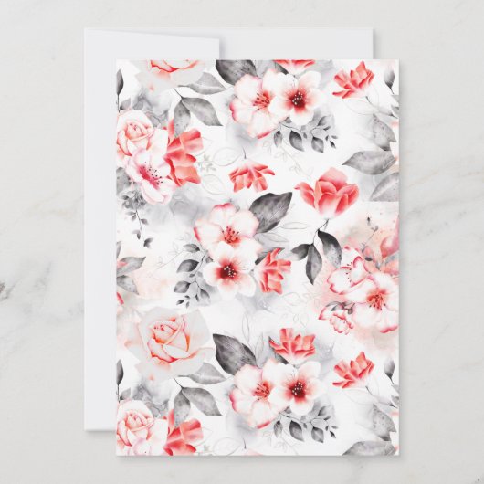 Reitpferde Blume Rot Schwarz Einladung (Rückseite)