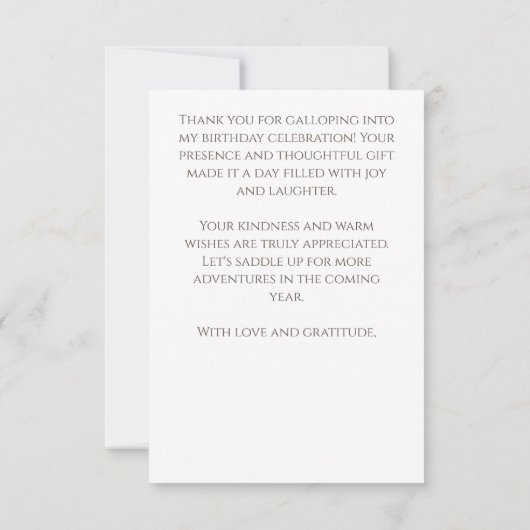 Reitpferde Dankeskarte (Rückseite)