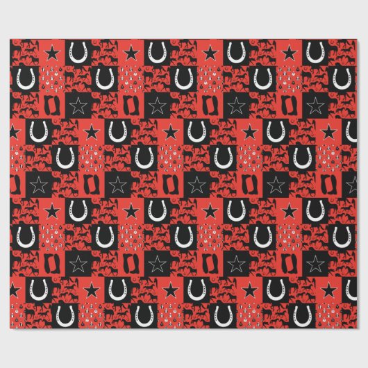 Reitpferde Gemustert Geschenkpapier (Flach)