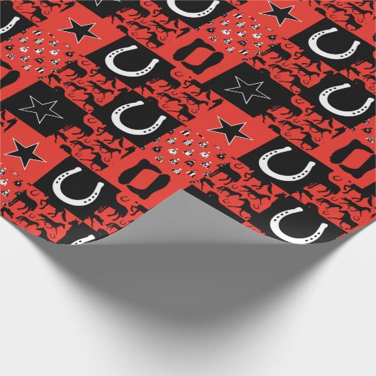 Reitpferde Gemustert Geschenkpapier (Ecke)