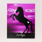 Reitpferde Lila Himmel Puzzle (Vertikal)