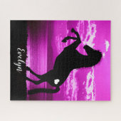 Reitpferde Lila Himmel Puzzle (Horizontal)