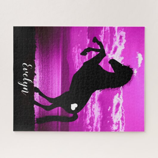 Reitpferde Lila Himmel Puzzle (Horizontal)