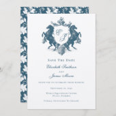 Reitpferde Monogram Horses Wappen Aquamarin Blue W Save The Date (Vorne/Hinten)