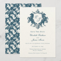 Reitpferde Monogram Horses Wappen Aquamarin Blue W