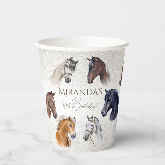 Reitpferde Pappbecher (Vorderseite)