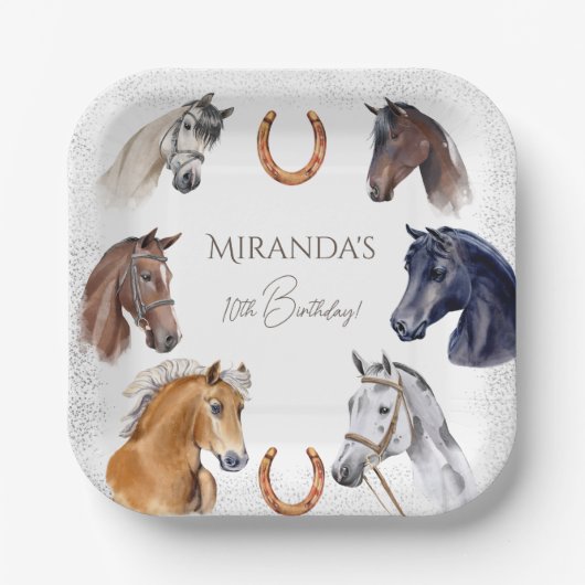 Reitpferde Pappteller (Vorderseite)