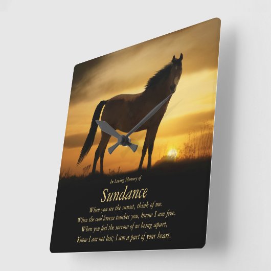 Reitpferde Quadratische Wanduhr (Winkel)