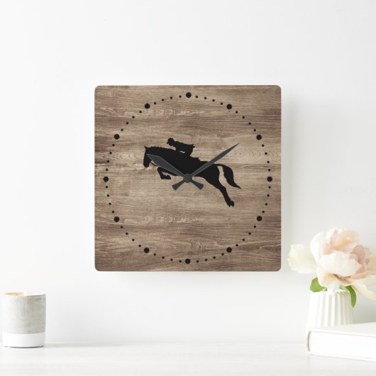 Reitpferde Silhouette Quadratische Wanduhr (Zuhause)