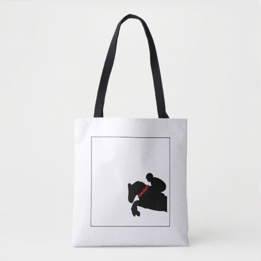 Reitpferde Silhouette Rote Rosen Tasche (Vorderseite)