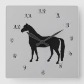 Reitpferde Silhouette Wall Clock Quadratische Wanduhr (Vorderseite)