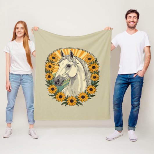 Reitpferde und Mit Augen schwarze Susan-Blume Fleecedecke (Beispiel)