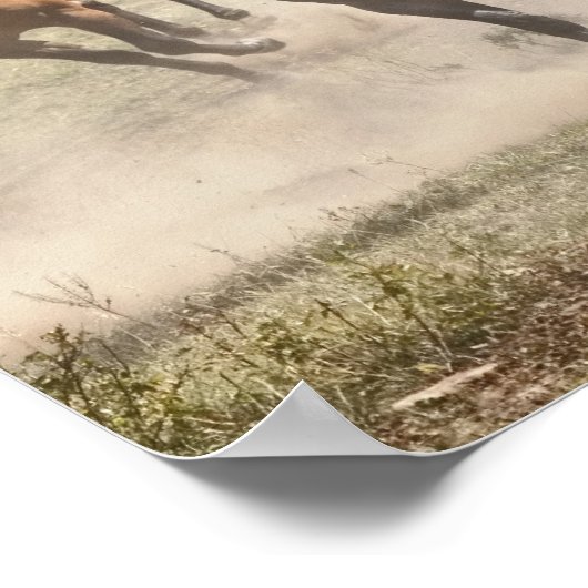 Reitpferde während der Roundup, Montana Poster (Ecke)