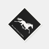 Reitpferdestall Name Schwarz Serviette (Ecke)