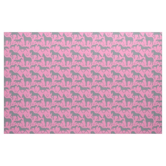 Reitpink Graues Pferdemuster Stoff (Fat Quarter (45,7 x 55,9 cm))