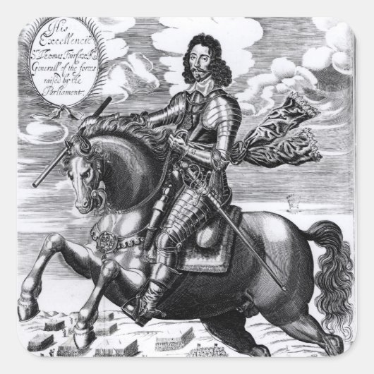 Reitportrait Quadratischer Aufkleber (Vorderseite)