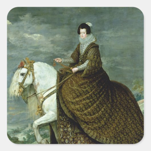 Reitportrait von Elisabeth de France Quadratischer Aufkleber (Vorderseite)