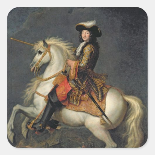 Reitportrait von Louis XIV Quadratischer Aufkleber (Vorderseite)