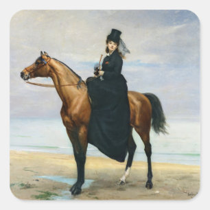 Reitportrait von Mademoiselle Croizette Quadratischer Aufkleber