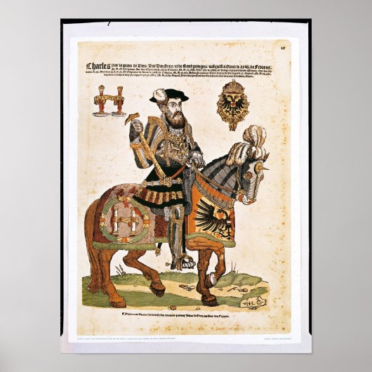 Reitporträt von Charles V in Rüstung Poster (Vorne)