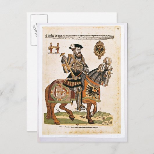 Reitporträt von Charles V in Rüstung Postkarte (Vorne/Hinten)