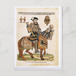 Reitporträt von Charles V in Rüstung Postkarte