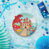 Reitritter und roter Fliegen-Drache Pappteller (Party)