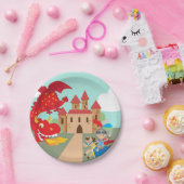 Reitritter und roter Fliegen-Drache Pappteller (Party)