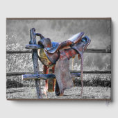 Reitsattel auf dem Corral Fence Western Gästebuch (Rückseite)