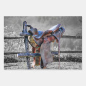 Reitsattel auf dem Corral Fence Western Geschenkpapier Set (Vorderseite 2)