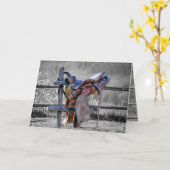 Reitsattel auf dem Corral Fence Western Karte (Gelbe Blume)