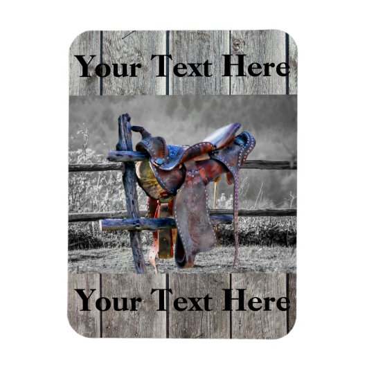 Reitsattel auf dem Corral Fence Western Magnet (Vertikal)