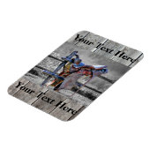 Reitsattel auf dem Corral Fence Western Magnet (Linke Seite)