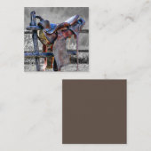 Reitsattel auf dem Corral Fence Western Mitteilungskarte (Vorne/Hinten)