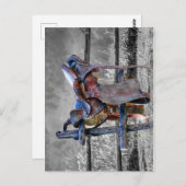 Reitsattel auf dem Corral Fence Western Postkarte (Vorne/Hinten)