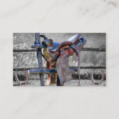 Reitsattel auf der Corral Fence Western Visitenkar Visitenkarte (Vorderseite)