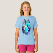 Reitsport - Blaues Pferd Zeichnend - Reiten T-Shirt (Vorne ganz)