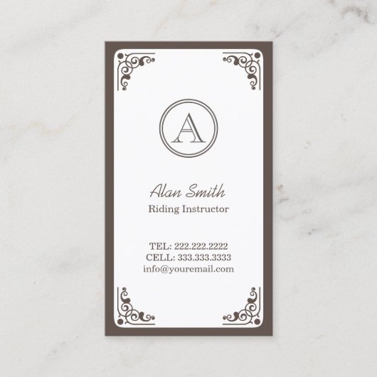 Reitsport Class Art Deco Gerahmt Visitenkarte (Vorderseite)