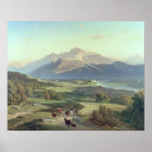 Reitsport mit seinem Rind in einem Berg Poster (Vorne)