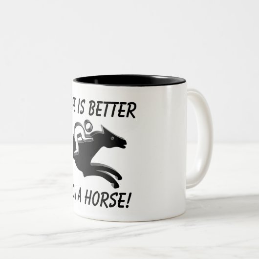Reitsport Pferd Racing Jockey Riding Funny Zweifarbige Tasse (VorderseiteRechts)