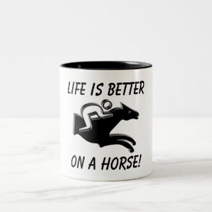 Reitsport Pferd Racing Jockey Riding Funny Zweifarbige Tasse