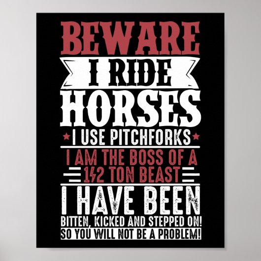 Reitsport Reitstall Achtung: Reiten Poster (Vorne)