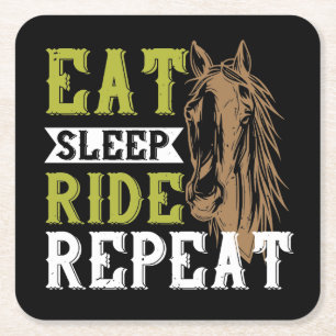 Reitsport Schwarzes Western Horse Reiten Rechteckiger Pappuntersetzer
