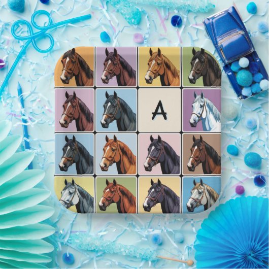 Reitsport Themed Party Pferde Mit Monogramm Pferd Pappteller (Party)