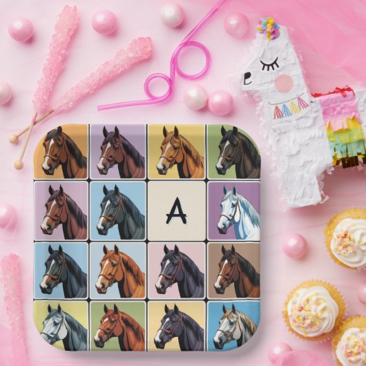 Reitsport Themed Party Pferde Mit Monogramm Pferd Pappteller (Party)