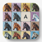 Reitsport Themed Party Pferde Mit Monogramm Pferd Pappteller (Vorderseite)