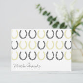 Reitsport Themed Pferdeschuhe Vielen Dank Dankeskarte (Stehend Vorderseite)