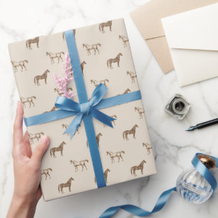 Reitsport Vintage-Pferd Braun Elegant Geschenkpapier