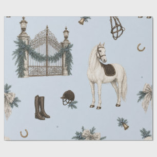 Reitsport-Weihnachten Blau-Geschenkpapier Geschenkpapier