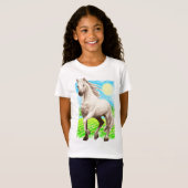 Reitsport - Weißes Pferd - Reiten T-Shirt (Vorne ganz)